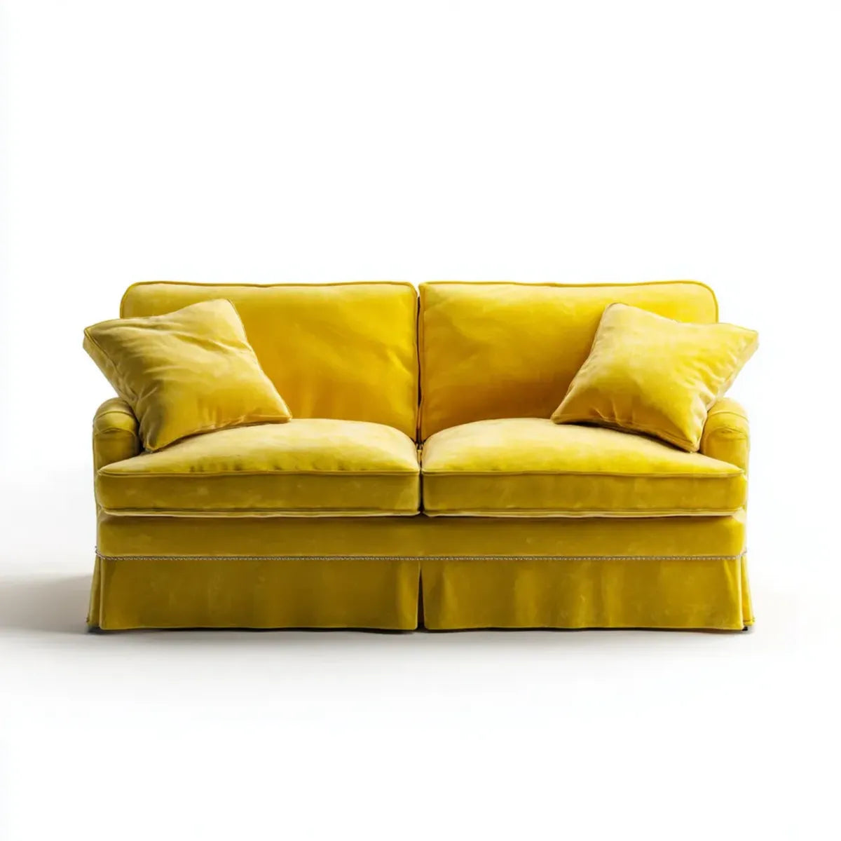 Canapé 2 places jaune moutarde 160 x 90 x 85 cm en velours de polyester rectangulaire