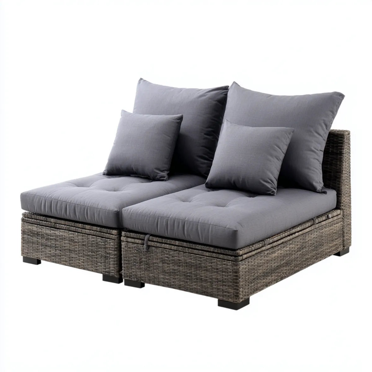 Canapé de jardin 2 places modulable gris anthracite 140 x 70 x 60 cm en résine tressée PE rectangulaire
