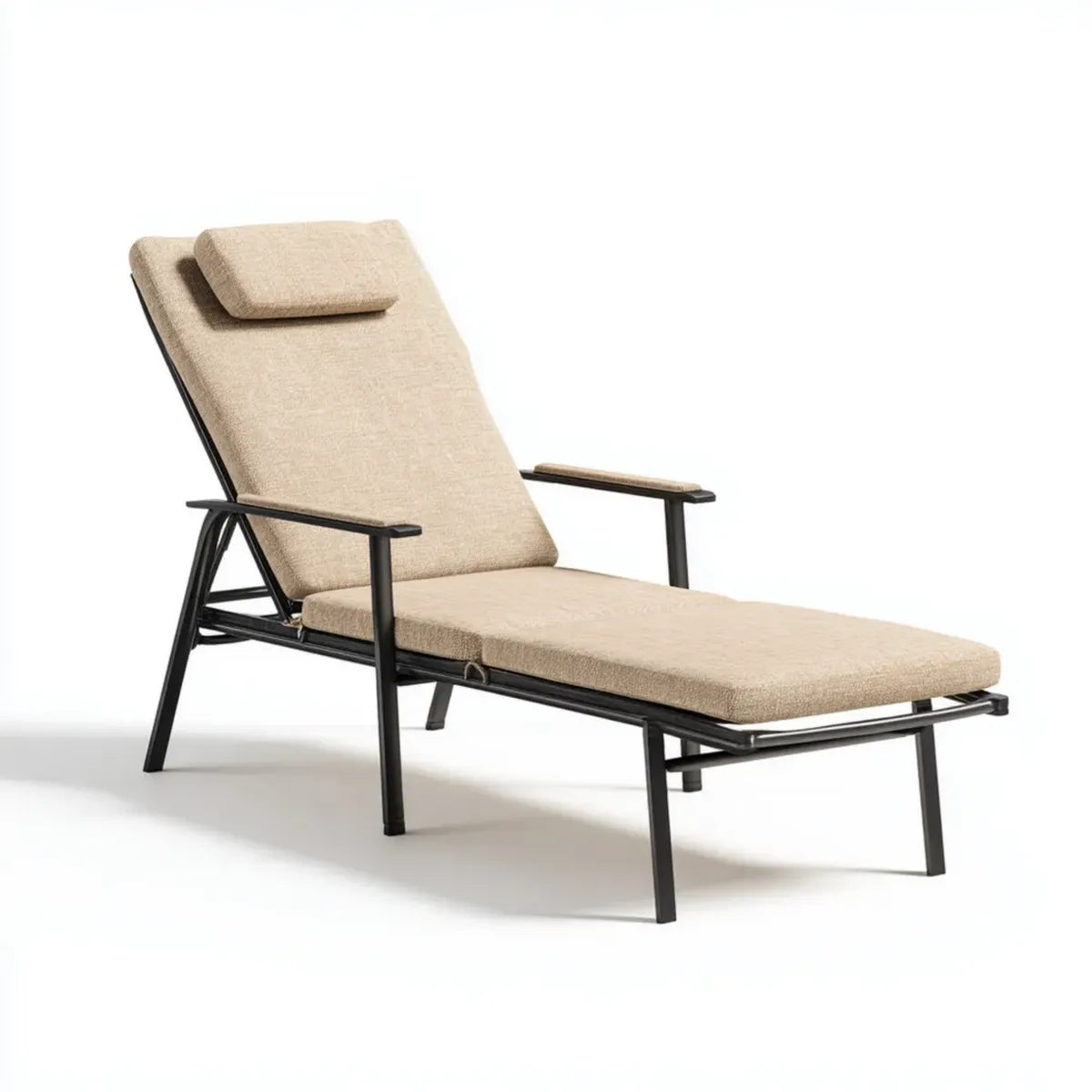 Chaise longue bain de soleil inclinable beige 195 x 70 x 35 cm en aluminium rectangulaire