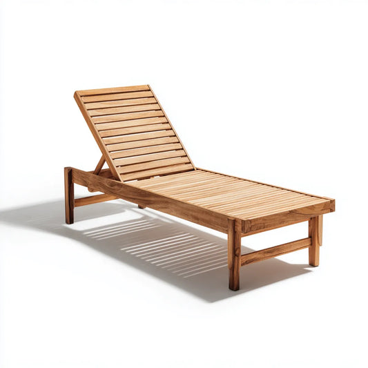 Bain de soleil inclinable en teck massif naturel rectangulaire 200 x 65 x 35 cm