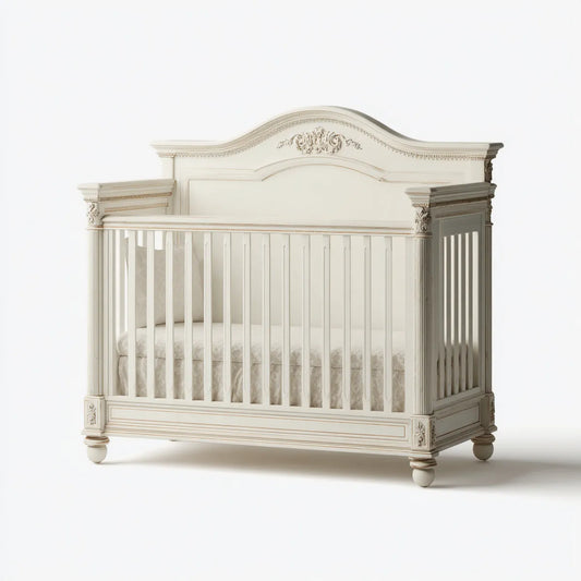 Lit bébé à barreaux rectangulaire ivoire 140 x 70 cm en bois massif