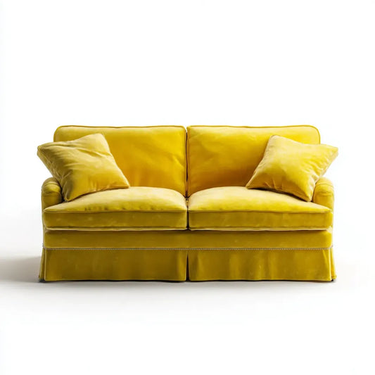 Canapé 2 places jaune moutarde 160 x 90 x 85 cm en velours de polyester rectangulaire