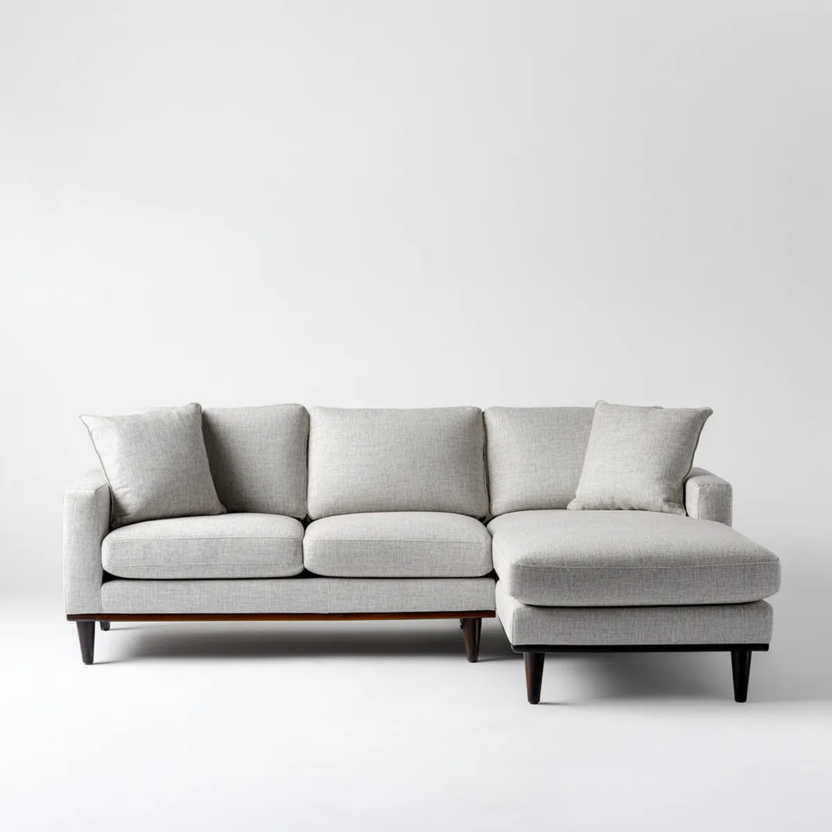 Canapé d'angle 3 places avec méridienne droite gris clair 250 x 160 cm en polyester forme en L