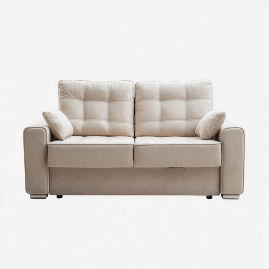 Canapé convertible 2 places beige en polyester 160 x 90 x 88 cm rectangulaire