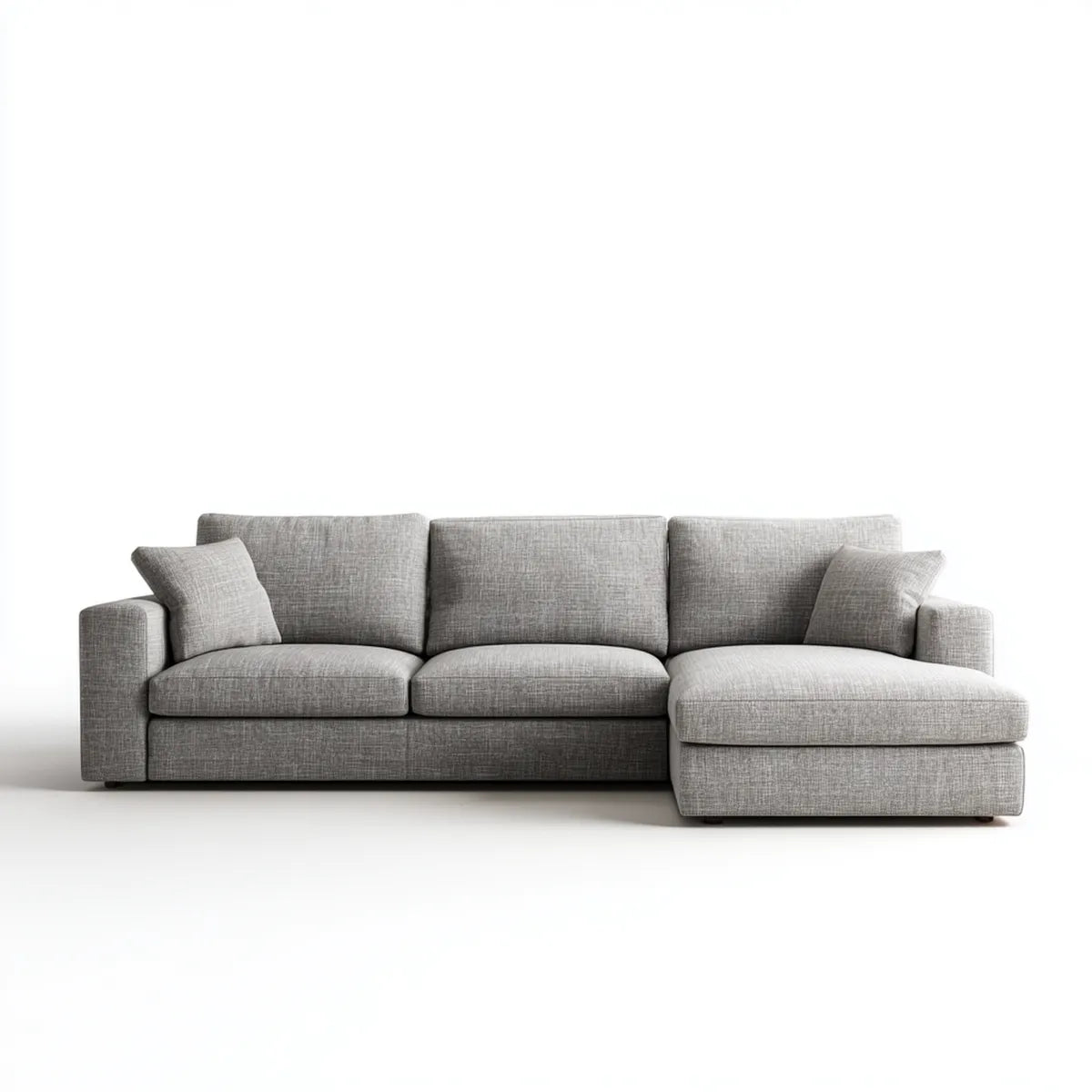 Canapé d’angle droit 3 places gris 260 x 160 x 85 cm en polyester forme L