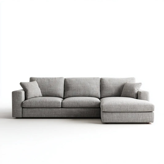 Canapé d’angle droit 3 places gris 260 x 160 x 85 cm en polyester forme L