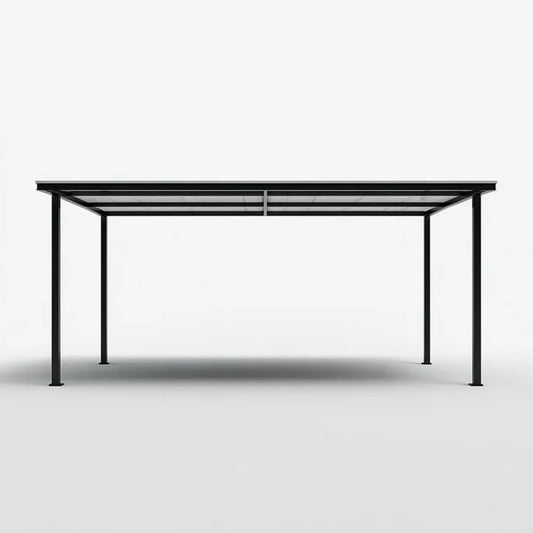 Pergola de jardin rectangulaire noire 400 x 300 x 250 cm en acier et polycarbonate